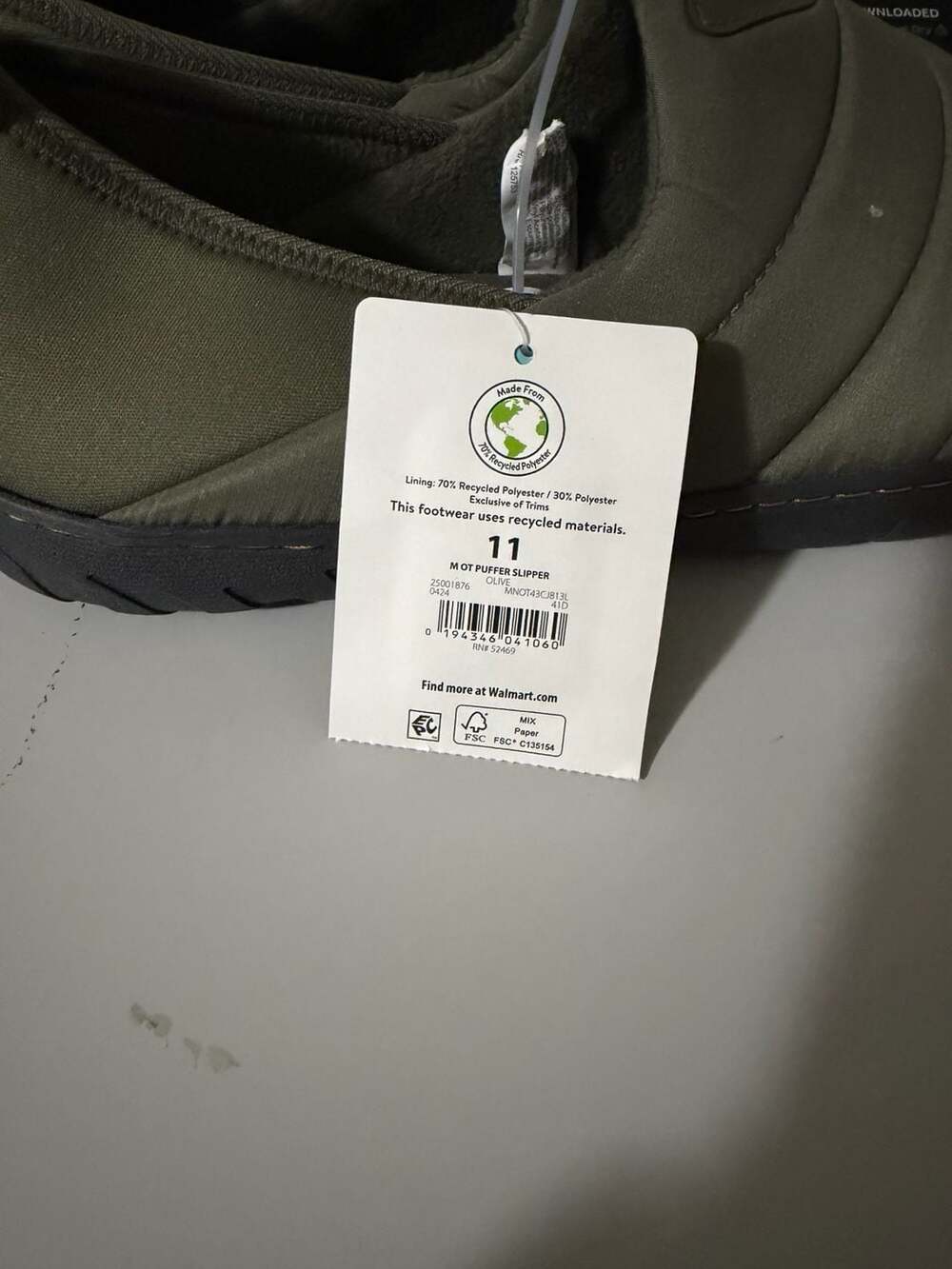 Ozark Trail Men's Puffer Slipper, Size 11, Olive - Picture 6 of 6